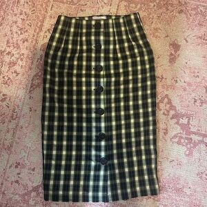 Urban renewal plaid pencil skirt with button down front